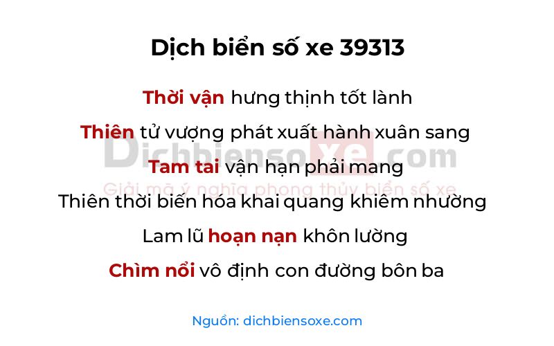 Dịch thơ biển số 39313