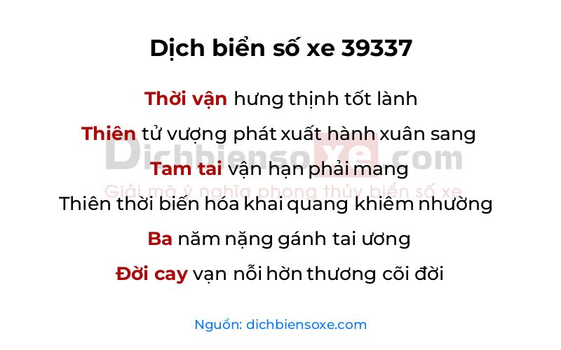 Dịch thơ biển số 39337