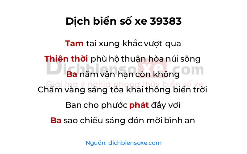 Dịch thơ biển số 39383