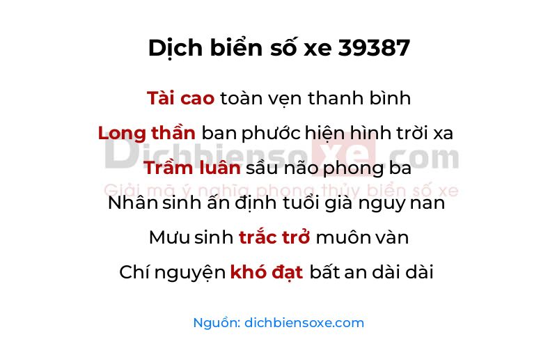 Dịch thơ biển số 39387