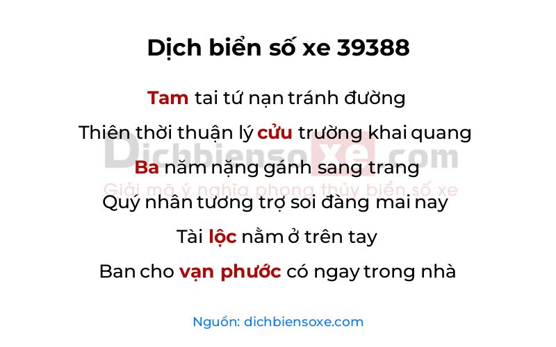 Dịch thơ biển số 39388