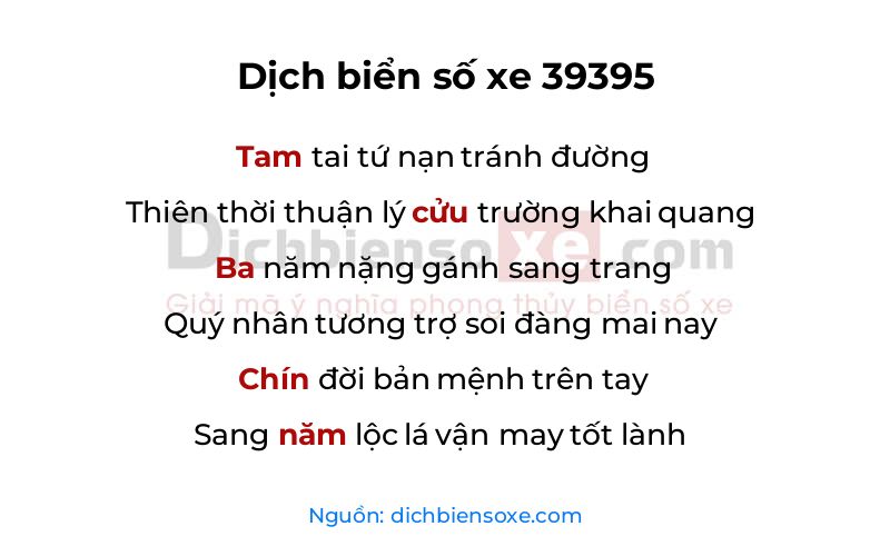 Dịch thơ biển số 39395
