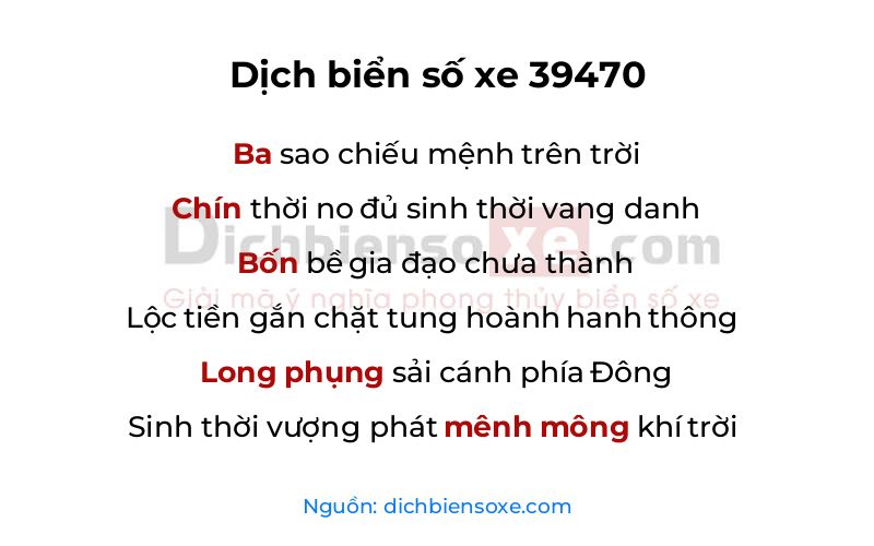 Dịch thơ biển số 39470