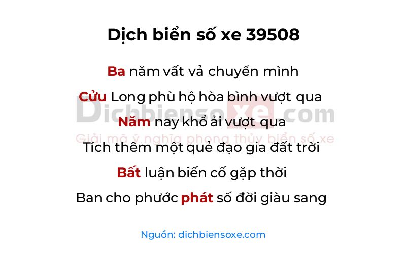 Dịch thơ biển số 39508
