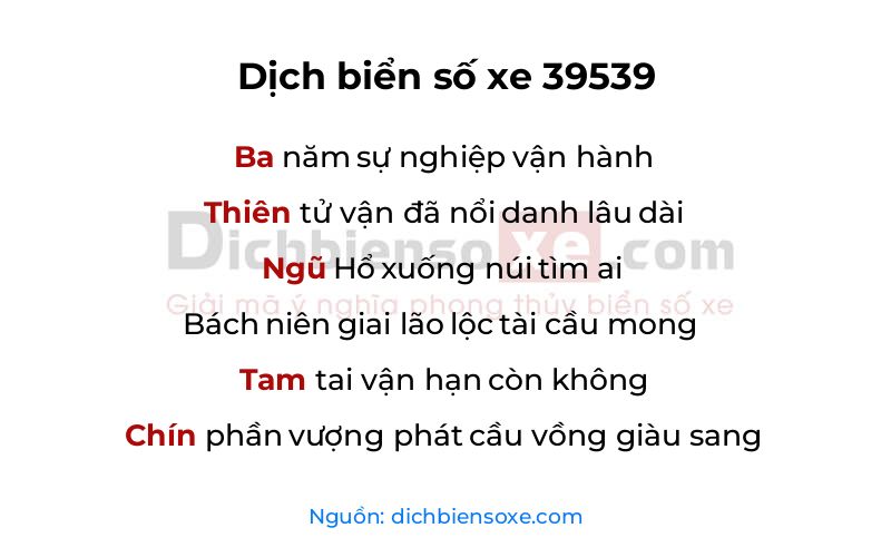 Dịch thơ biển số 39539