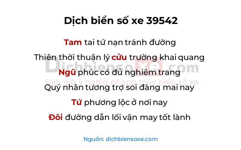 Dịch thơ biển số 39542