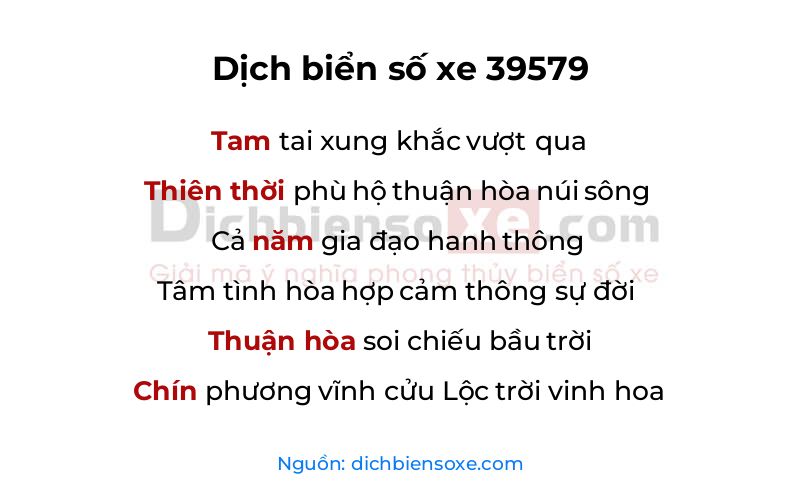 Dịch thơ biển số 39579