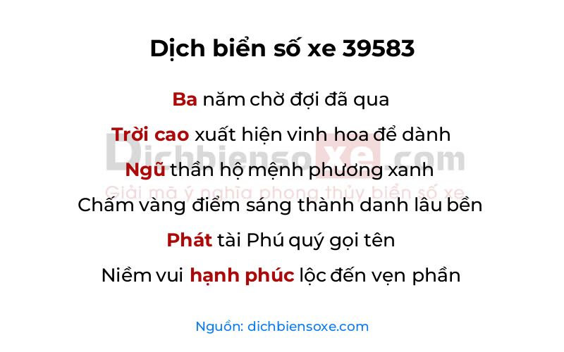 Dịch thơ biển số 39583