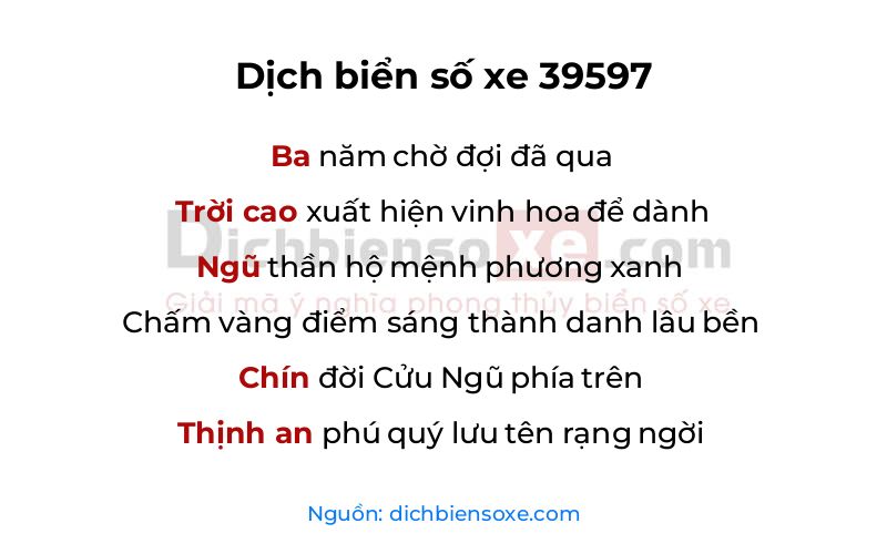 Dịch thơ biển số 39597