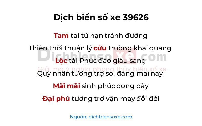 Dịch thơ biển số 39626