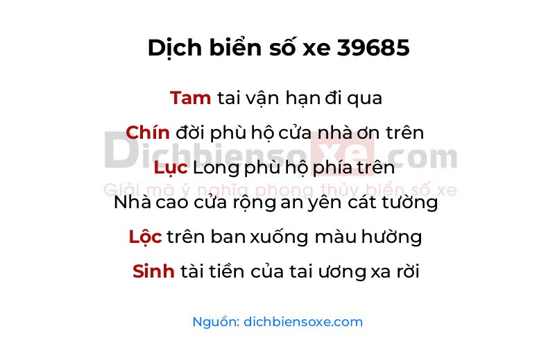 Dịch thơ biển số 39685