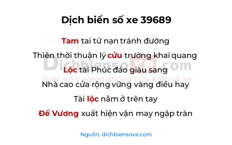 Dịch thơ biển số 39689