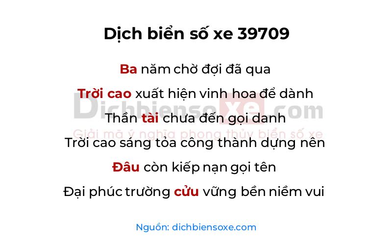 Dịch thơ biển số 39709