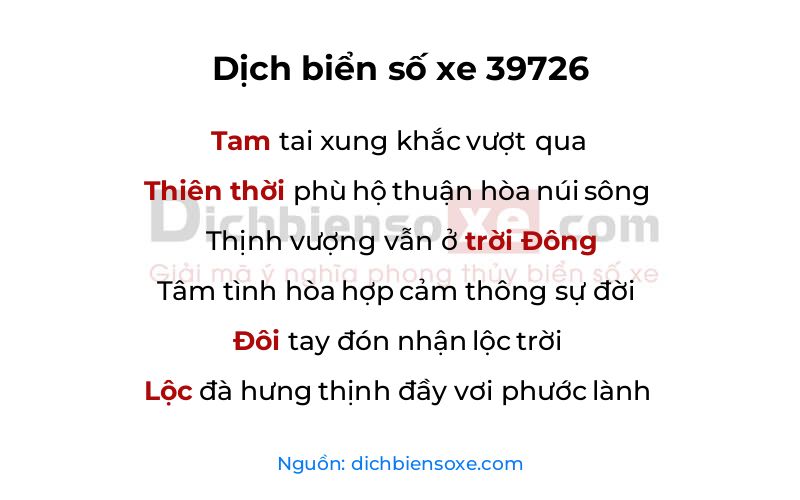 Dịch thơ biển số 39726