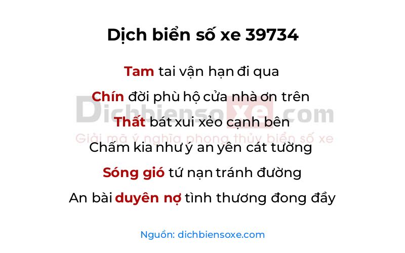 Dịch thơ biển số 39734