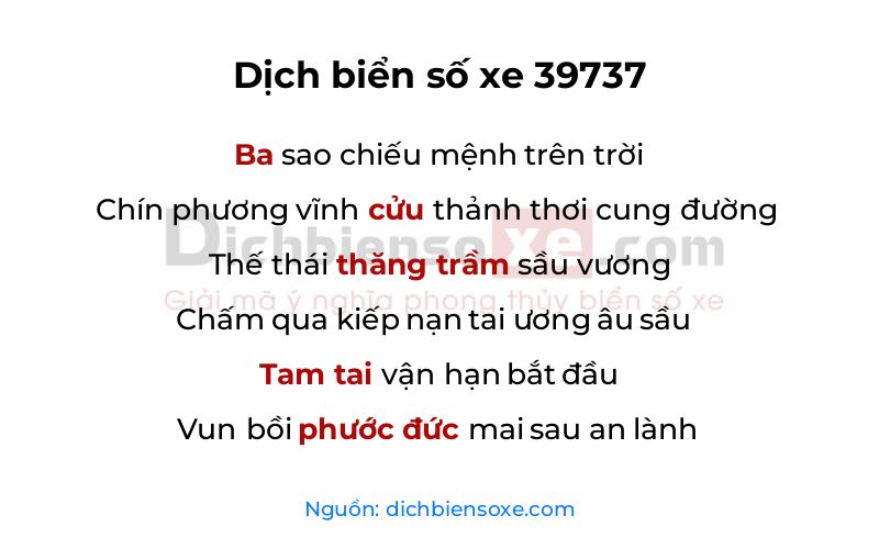 Dịch thơ biển số 39737