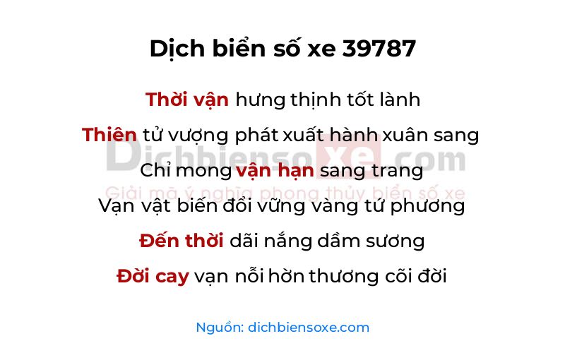 Dịch thơ biển số 39787