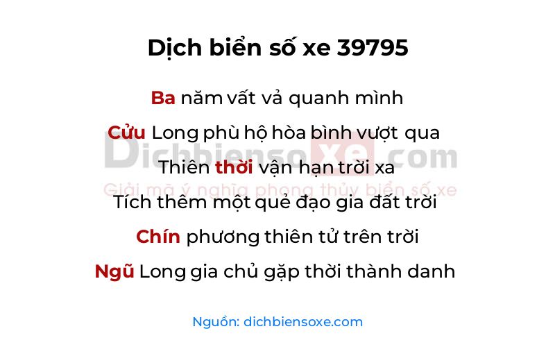 Dịch thơ biển số 39795