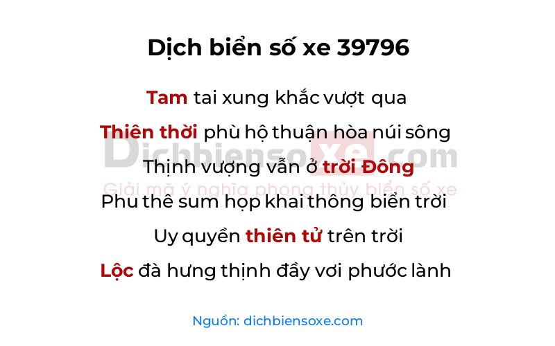 Dịch thơ biển số 39796