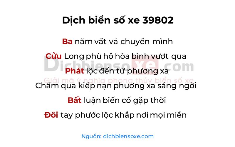 Dịch thơ biển số 39802