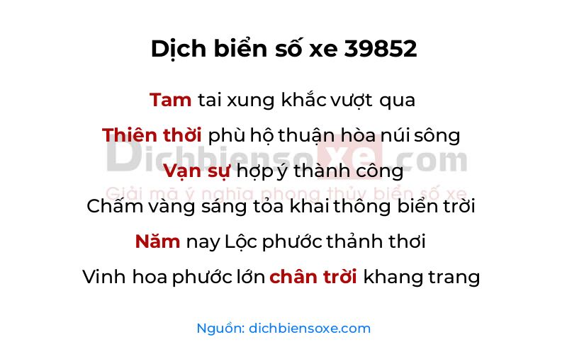 Dịch thơ biển số 39852