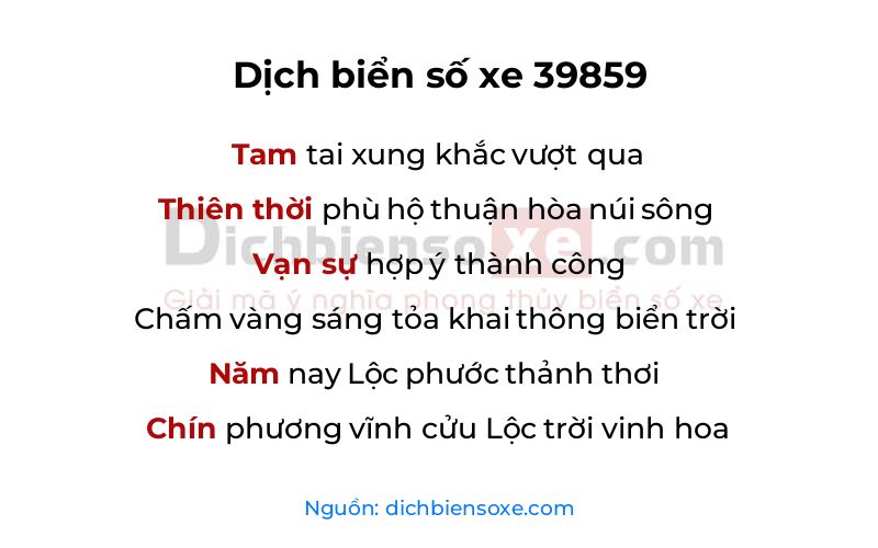 Dịch thơ biển số 39859