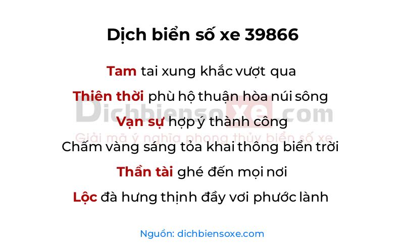 Dịch thơ biển số 39866