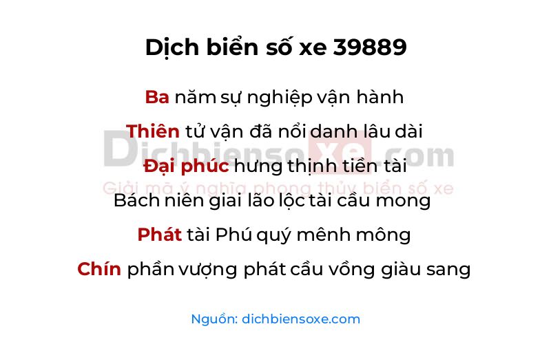 Dịch thơ biển số 39889