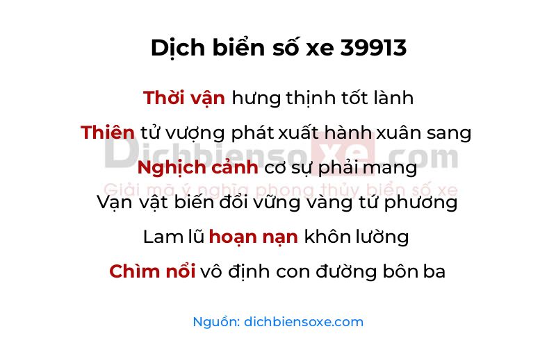 Dịch thơ biển số 39913