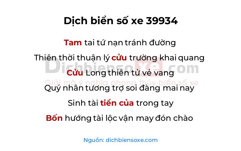 Dịch thơ biển số 39934