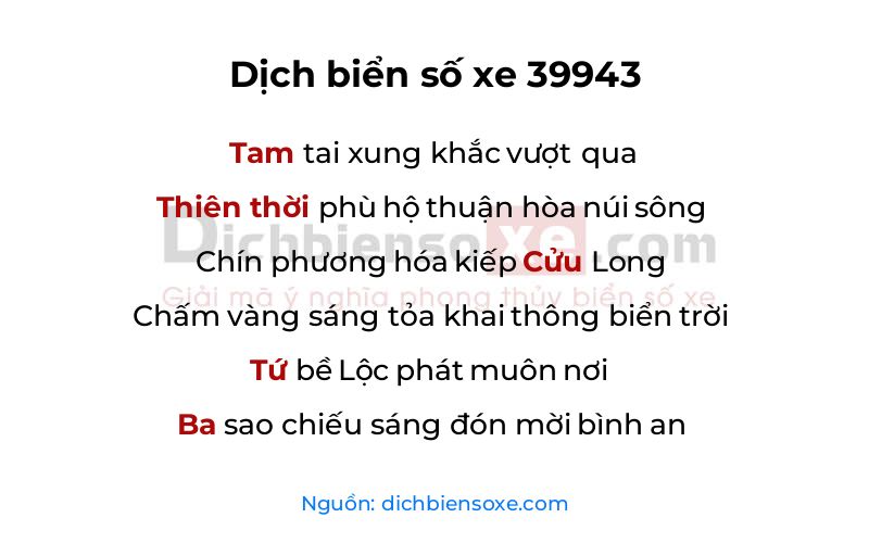 Dịch thơ biển số 39943