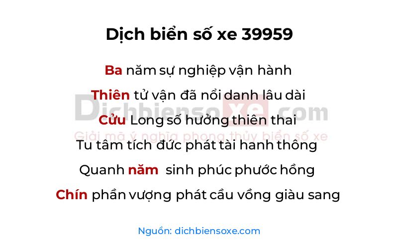 Dịch thơ biển số 39959