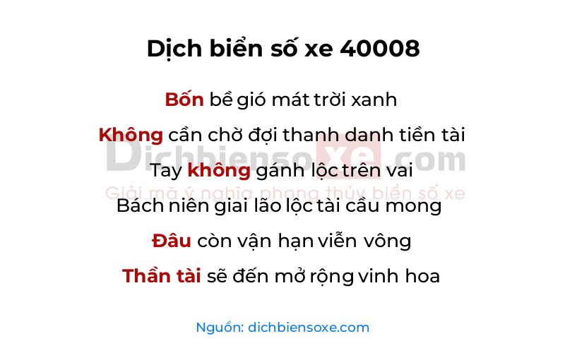 Dịch thơ biển số 40008