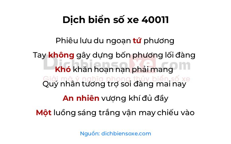 Dịch thơ biển số 40011