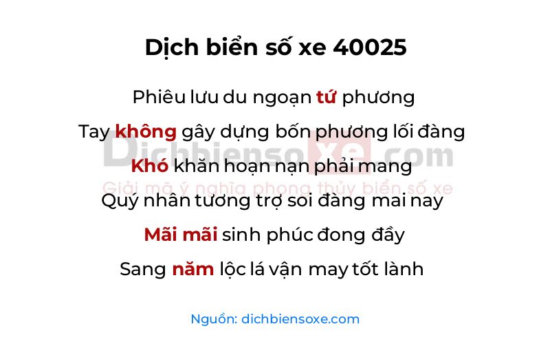 Dịch thơ biển số 40025