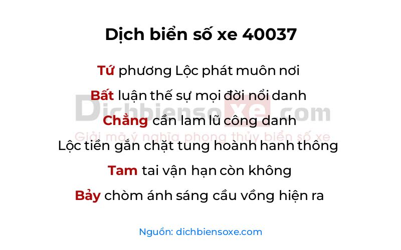 Dịch thơ biển số 40037