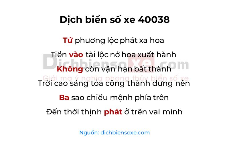 Dịch thơ biển số 40038