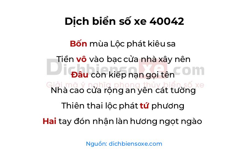 Dịch thơ biển số 40042