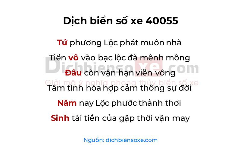 Dịch thơ biển số 40055