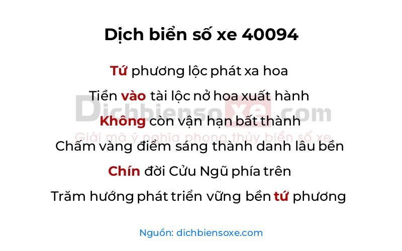 Dịch thơ biển số 40094
