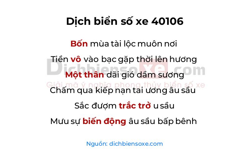 Dịch thơ biển số 40106