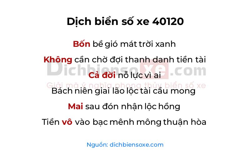 Dịch thơ biển số 40120