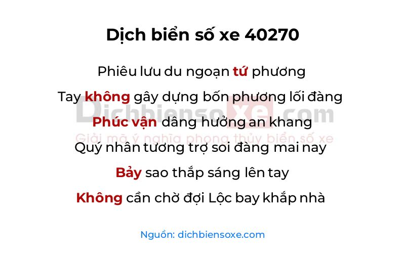 Dịch thơ biển số 40270