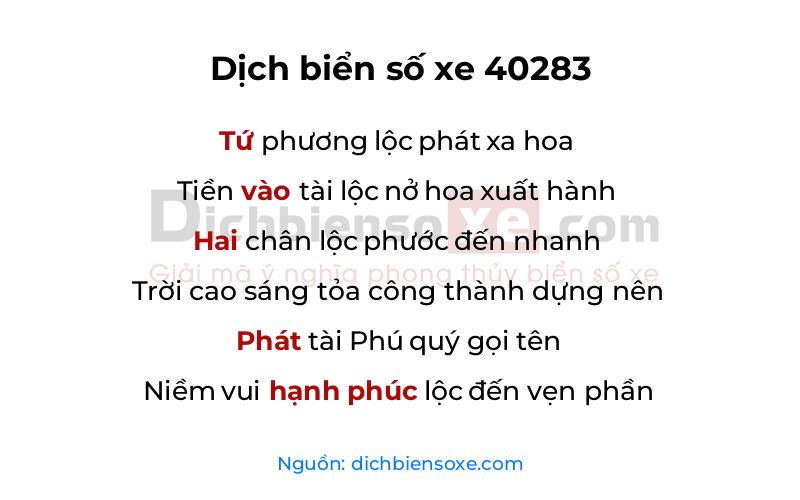 Dịch thơ biển số 40283