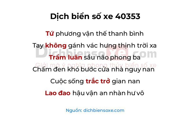 Dịch thơ biển số 40353