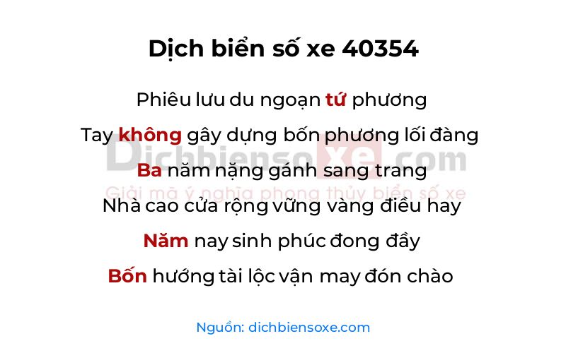 Dịch thơ biển số 40354