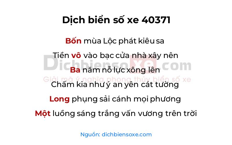 Dịch thơ biển số 40371