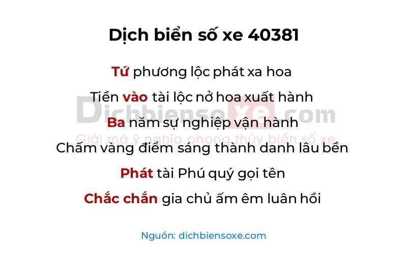 Dịch thơ biển số 40381