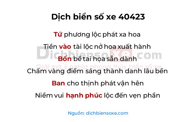 Dịch thơ biển số 40423