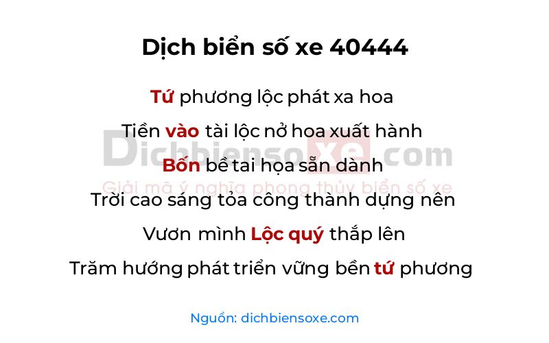 Dịch thơ biển số 40444